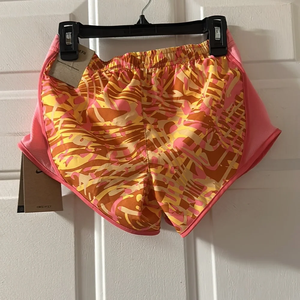 Nike Dri-Fit Tempo Running Shorts: PINK/ORANGE PRINTED: NWT: SIZE SMALL